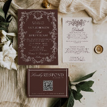 Classy Floral Chocolate Brown Old Money Wedding