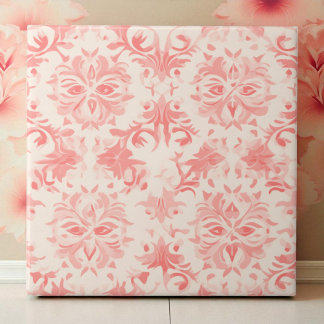 Classy Floral Damask Rose Pink Tile