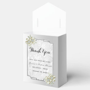 Classy Floral Gem, Silver Framed Wedding Favor Box