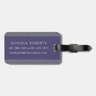 Classy Floral Monogrammed Letter D dark purple Luggage Tag