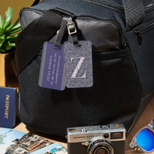 Classy Floral Monogrammed Letter Z dark purple Luggage Tag