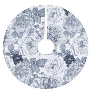 Classy Floral Pattern Brushed Polyester Tree Skirt