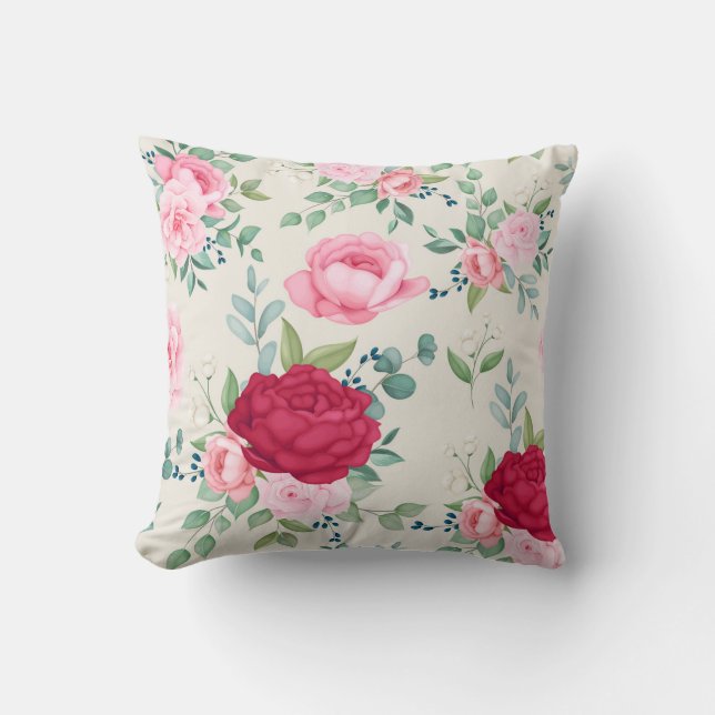 Classy Floral Pattern Throw Pillow (Front)