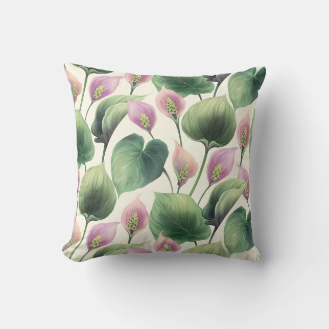 Classy Floral Pattern Throw Pillow (Front)