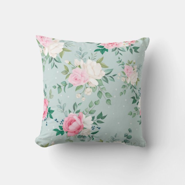 Classy Floral Pattern Throw Pillow (Front)