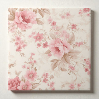 Classy Floral Rose Pink Tile