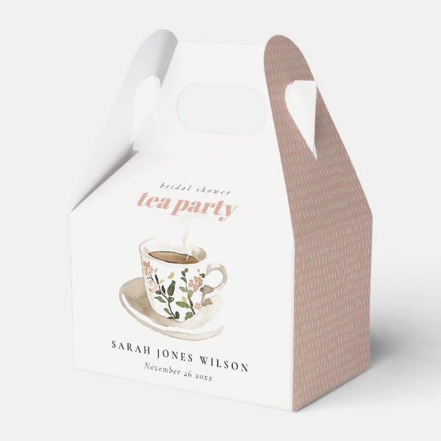 Classy Floral Tea Cup Bridal Shower Tea Party  Favor Box (Front Side)