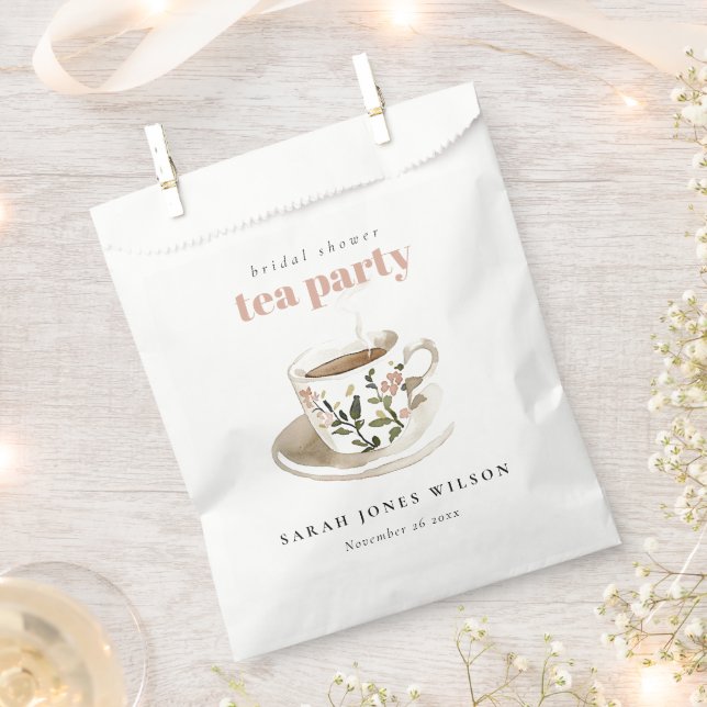 Classy Floral Tea Cup Bridal Shower Tea Party  Favour Bag (Clipped)
