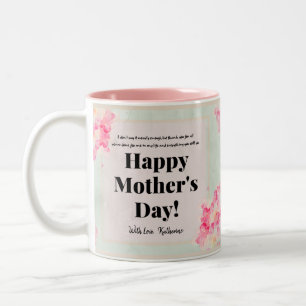  Classy Floral Vintage Pink & Green Mother's Day  Two-Tone Coffee Mug