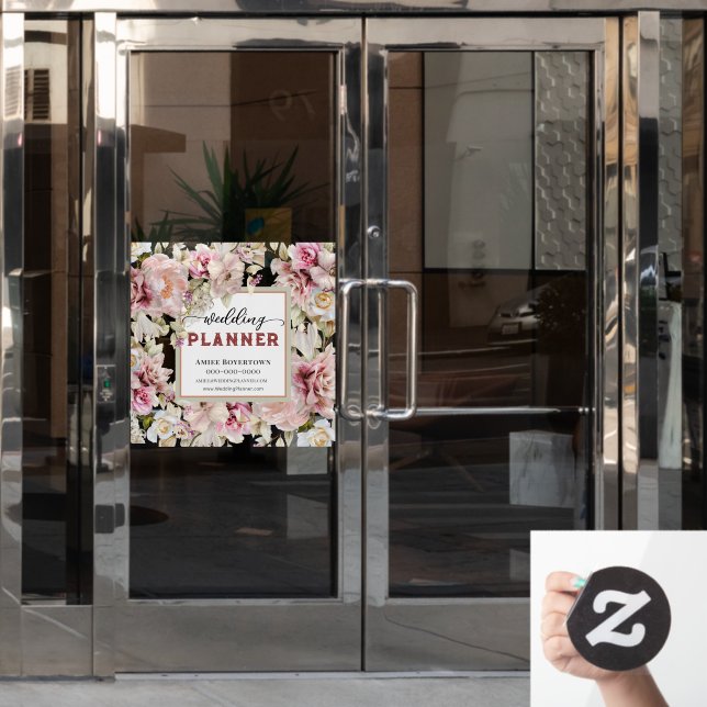 Classy Floral Wedding Planner Business Window Cling (Office Door)