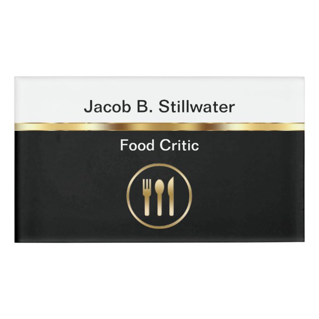 Classy Food Critic Name Tag Badge (Front)
