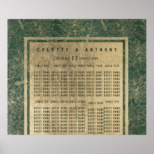 Classy forest green gold floral Seating Chart