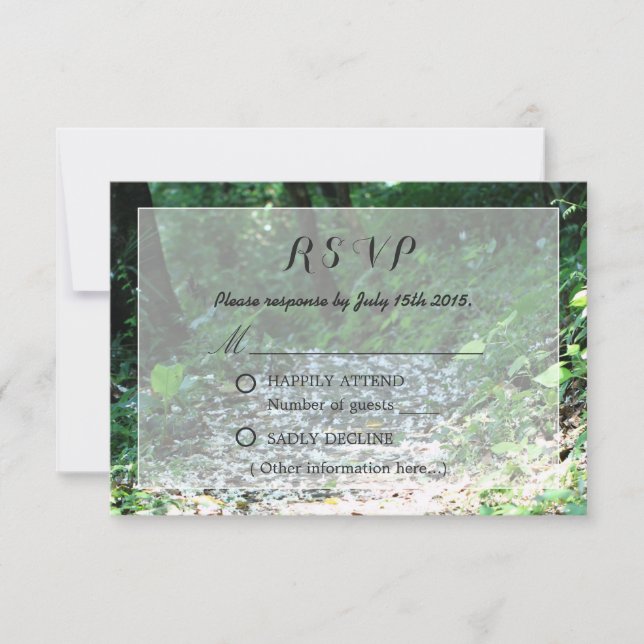 Classy Forest Petal Path Wedding RSVP (Front)