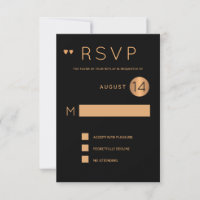 Classy formal black metallic copper wedding rsvp