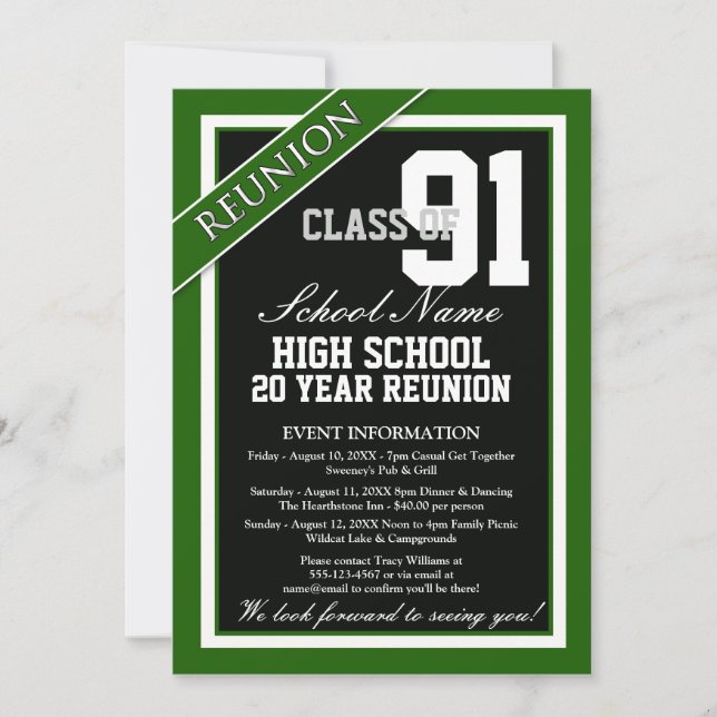 Classy Formal High School Reunion Invitation (Front)