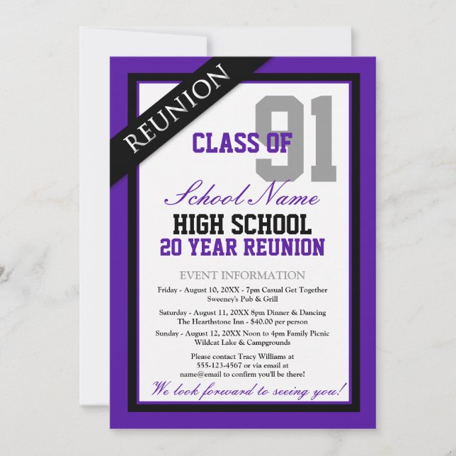 Classy Formal High School Reunion Invitation (Front)
