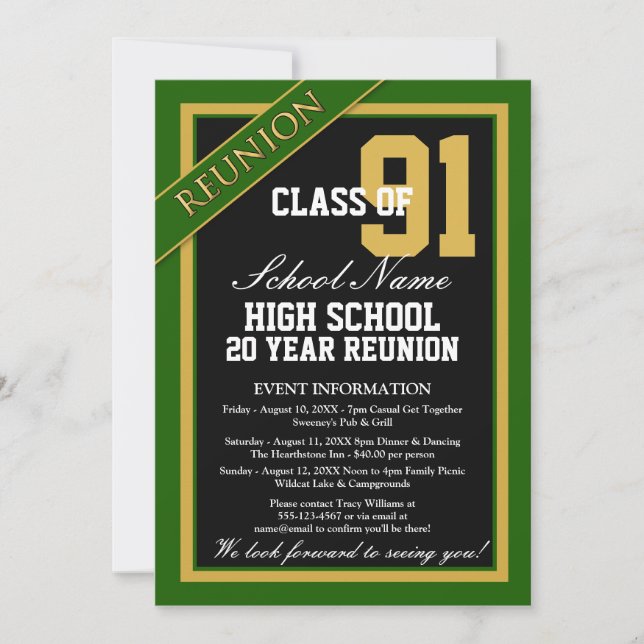 Classy Formal High School Reunion Invitation (Front)