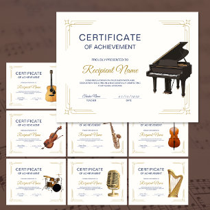 Classy Frame Music Course Piano Award Certificate 
