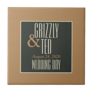 Classy Framed Bear Grooms' Gay Wedding Gift Tile