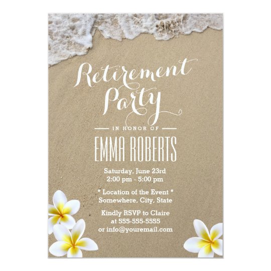 Classy Frangipani Beach Retirement Party Card