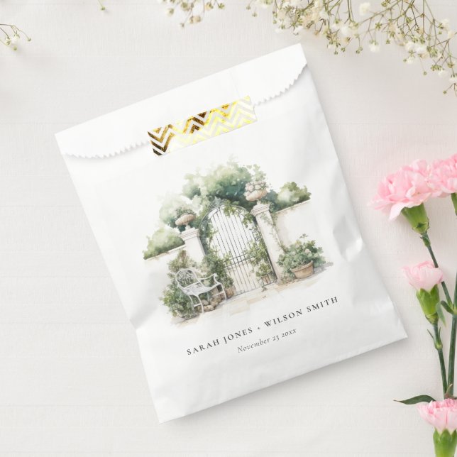 Classy French Garden Landscape Watercolor Wedding Favour Bag (Sealed)