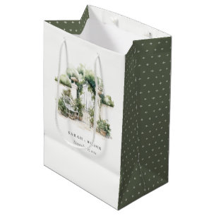 Classy French Garden Landscape Watercolor Wedding Medium Gift Bag