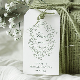 Classy French Sage Green Bridal Shower Thank You Gift Tags