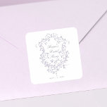 Classy French Victorian Lavender Bridal Shower Square Sticker<br><div class="desc">Classic French victorian lavender floral crest sticker. For more advanced customization of this design,  please click the DESIGN TOOL BUTTON above!</div>