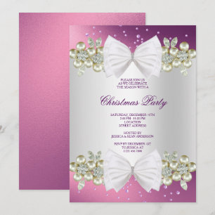 Classy Gems & Bow Lilac Christmas Invitation