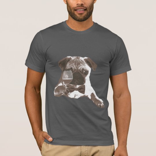 Classy Gentleman Pug Drinking Wine T-shirt