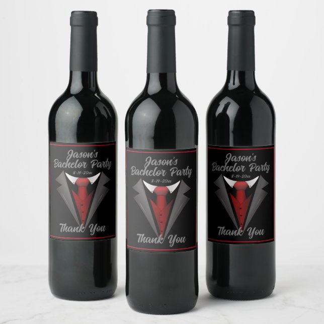 Classy Gentleman Red Tie Wine Label (Bottles)