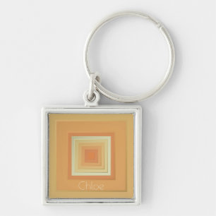 Classy Geometric Squares (soft yellows & orange) Keychain