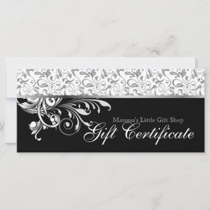 Classy Gift Certificate Retail Floral Black W