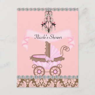 Classy GIRL BABY Shower INVITATIONS Damask Design