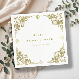 Classy Glam Gold Art Deco Ornate Bridal Shower Napkin