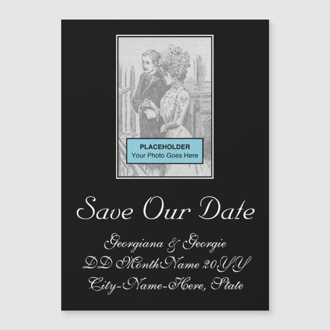 Classy, Glamourous "SAVE our DATE!" Magnetic Card (Front)
