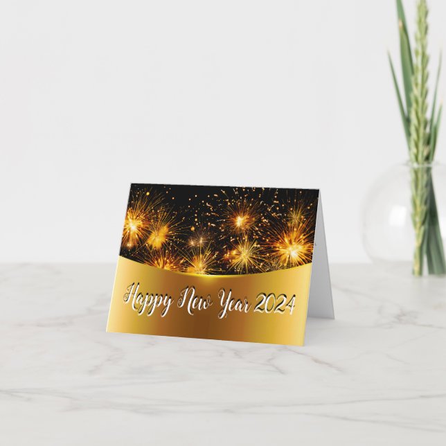Classy Glitzy Business Budget Happy New Years Card (Front)