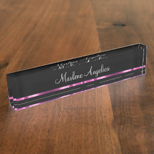 Classy Glitzy Ladies Monogram Desk Nameplates
