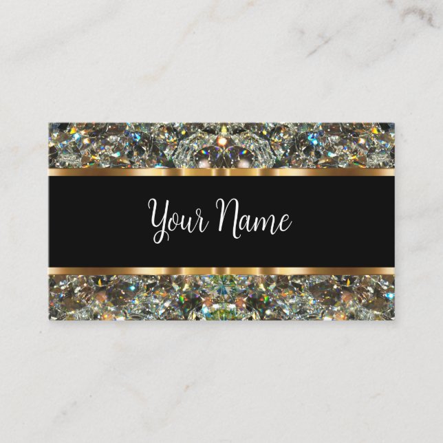 Classy Glitzy Monogram Editable Business Cards (Front)