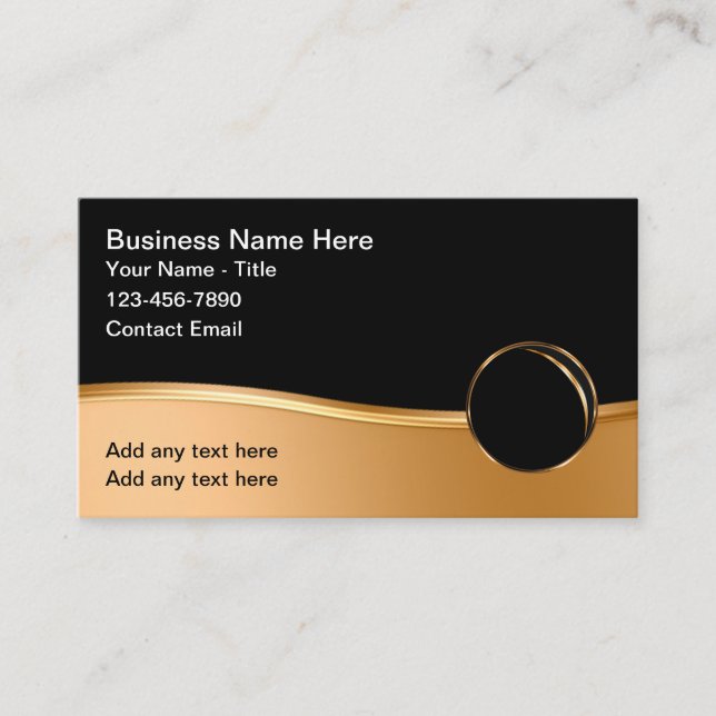 Classy Glossy Modern Business Gold Tone  Card (Front)