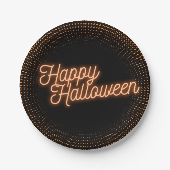 Classy Glowing Happy Halloween Paper Plate (Front)