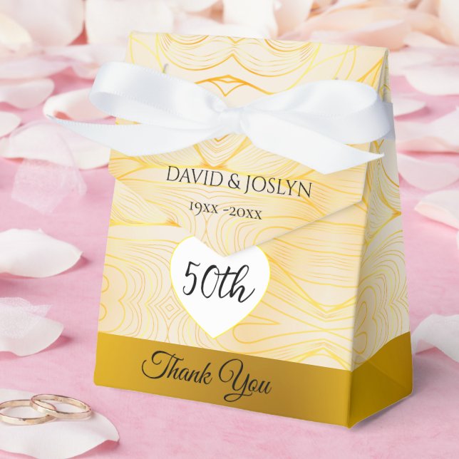 Classy Gold Abstract 50th Wedding Anniversary Cute Favor Box (Wedding)