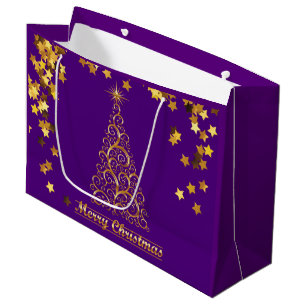 Classy Gold Abstract Christmas Tree Gift Bag