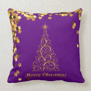 Classy Gold Abstract Christmas Tree Throw Pillow