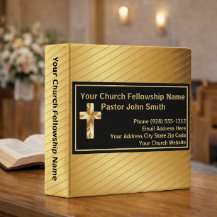 Classy Gold And Black Church Directory Binder