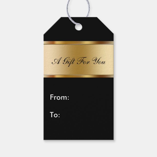 Classy Gold And Black Gift Tags (Front)