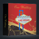 Classy Gold and Black Las Vegas Wedding Binder<br><div class="desc">This Las Vegas wedding album has a pretty gold, black, and red design with an optional design element of the famous welcome sign. Add a custom touch with your personalized wedding date. This bold design binder makes a perfect photo album: insert the type of photo pages you prefer or make...</div>