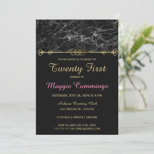Classy Gold and Marble Birthday Invitation