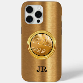 Classy Gold Bar Theme Monogram iPhone 15 Pro Max Case