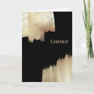 Classy Gold Black Cheers Happy New Year Company Holiday Card